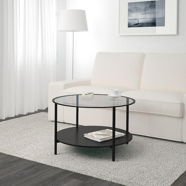 VITTSJO Coffee table, black-brown/glass 75 cm