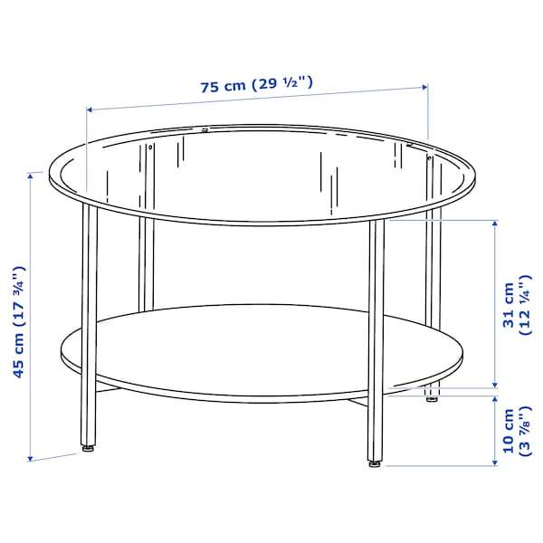 VITTSJO Coffee table, black-brown/glass 75 cm