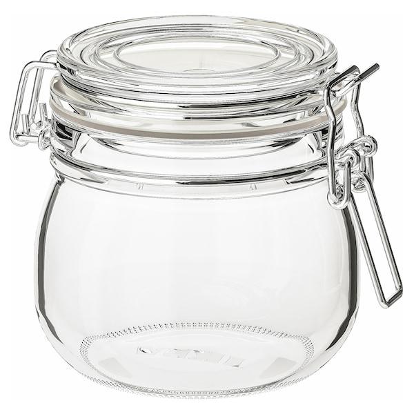 KORKEN jar with lid 0.5 L clear glass