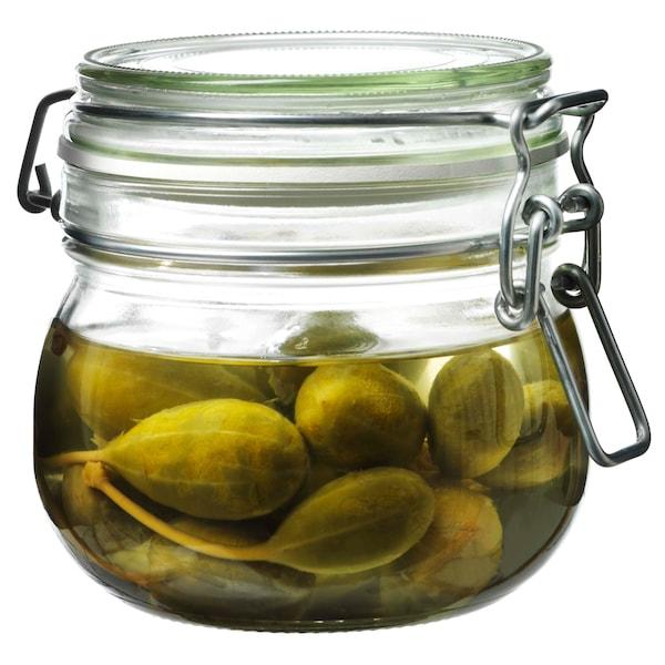 KORKEN jar with lid 0.5 L clear glass