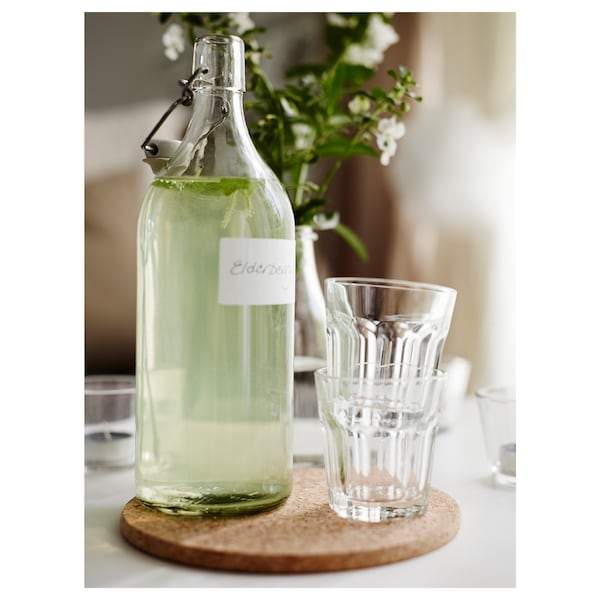 KORKEN bottle with stopper 1 L clear glass