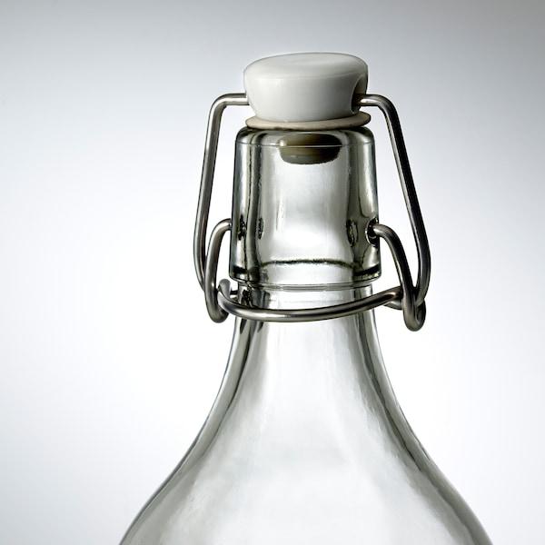 KORKEN bottle with stopper 1 L clear glass