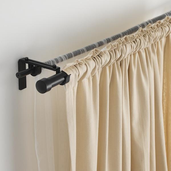 HUGAD Curtain rod, black 210-385 cm