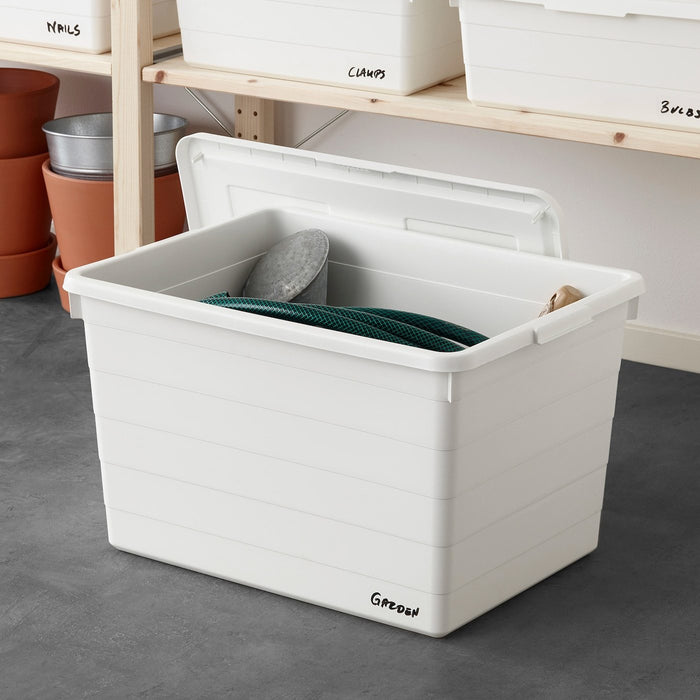 SOCKERBIT Box with lid, white 38x51x30 cm