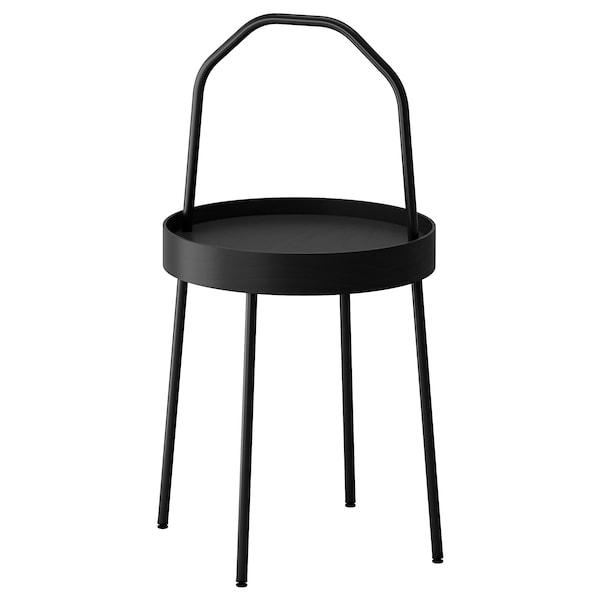 BURVIK Side table, black 38 cm