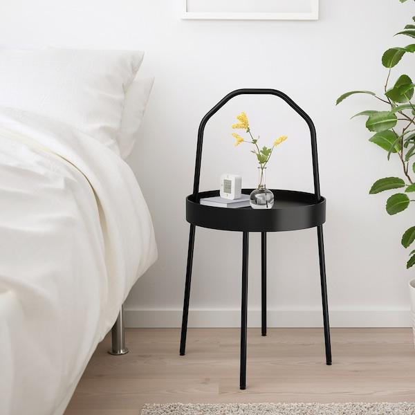 BURVIK Side table, black 38 cm