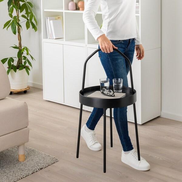 BURVIK Side table, black 38 cm