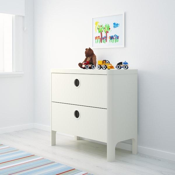 BUSUNGE Chest of 2 drawers, white 80x76 cm