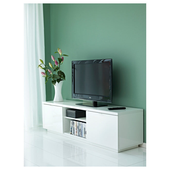 BYAS TV bench, high-gloss white, 160x42x45 cm