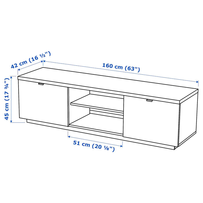 BYAS TV bench, high-gloss white, 160x42x45 cm