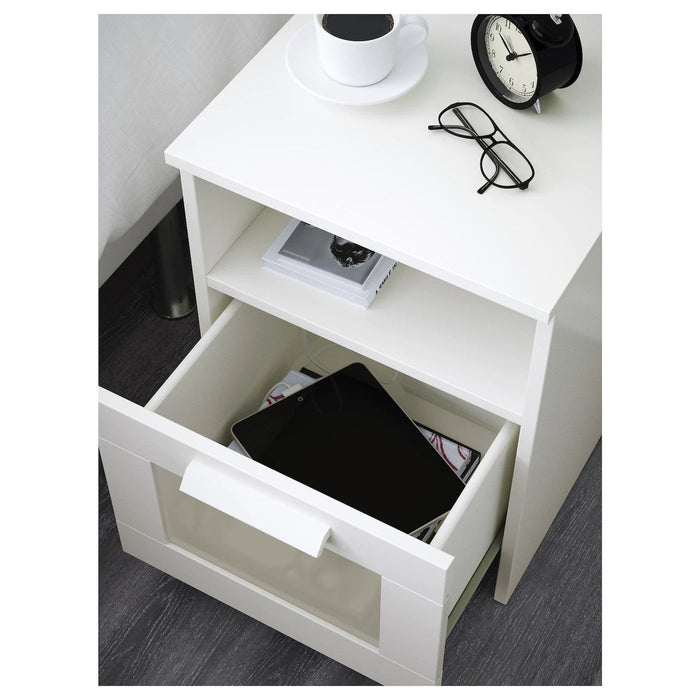 BRIMNES Bedside table, white, 39x41 cm