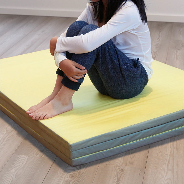 PASSBIT Folding gym mat, yellow/green/grey, 120x225 cm