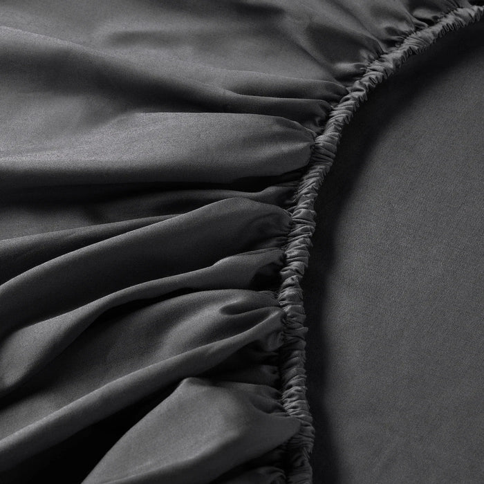 NATTJASMIN Fitted sheet, dark grey 150x200 cm