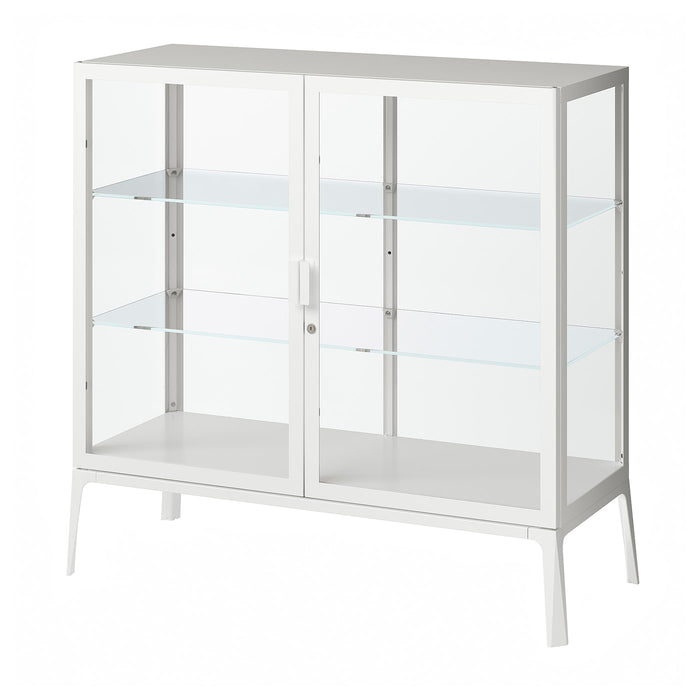 MILSBO Glass-door cabinet, white, 101x100 cm, 00452308