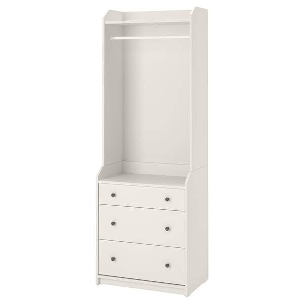 HAUGA Open wardrobe with 3 drawers, white 70x199 cm