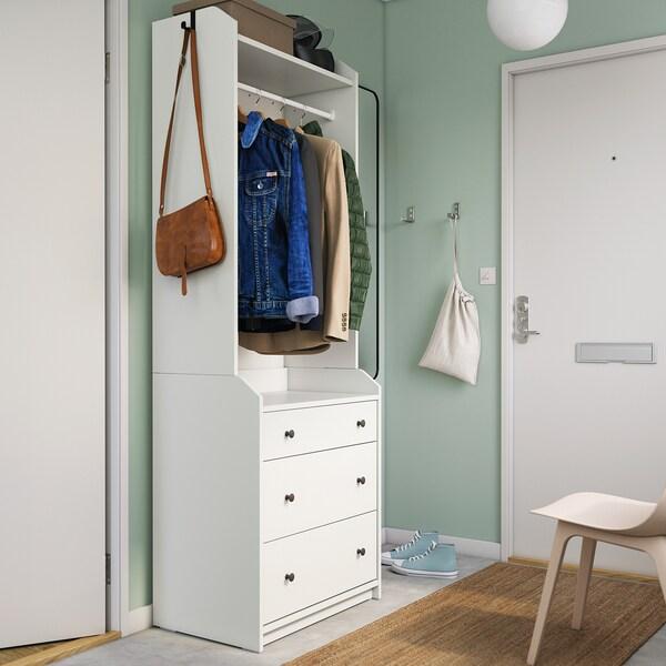 HAUGA Open wardrobe with 3 drawers, white 70x199 cm