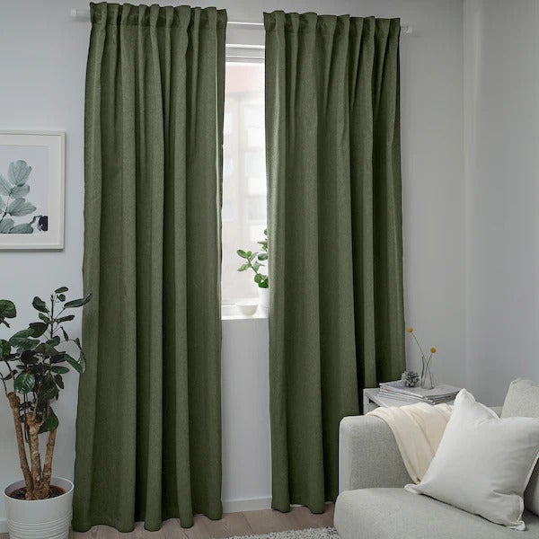 BLAHUVA block-out curtains, 1 pair, green, 145x250