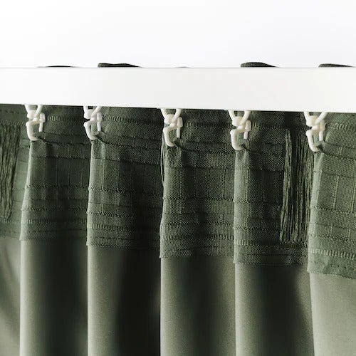 BLAHUVA block-out curtains, 1 pair, green, 145x250