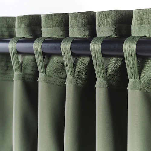 BLAHUVA block-out curtains, 1 pair, green, 145x250