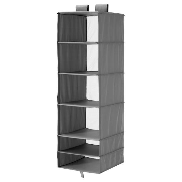 SKUBB Storage with 6 compartments, dark grey 35x45x125 cm