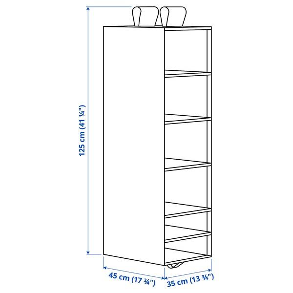 SKUBB Storage with 6 compartments, dark grey 35x45x125 cm