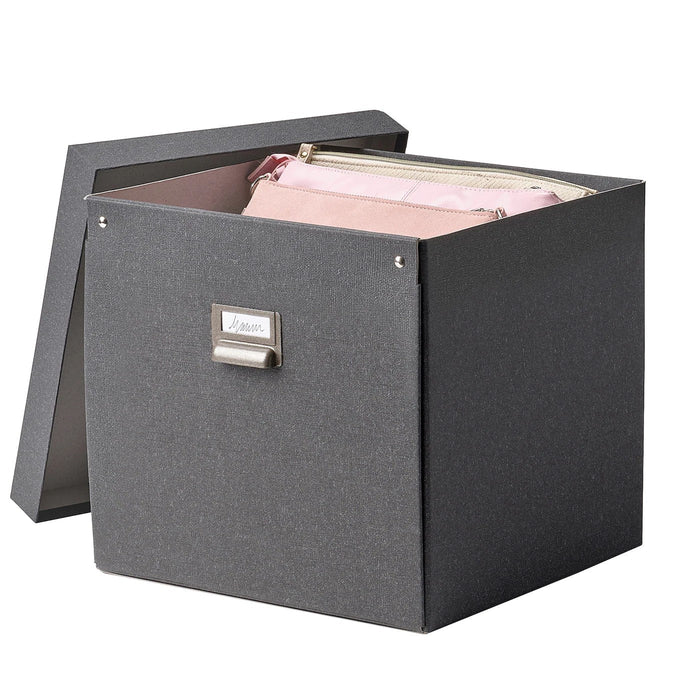 TJOG Storage box with lid, dark grey, 32x31x30 cm