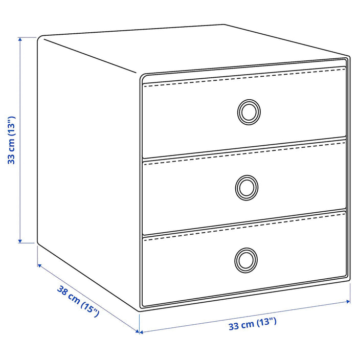 BLADDRA Mini chest with 3 drawers, grey, 33x38 cm