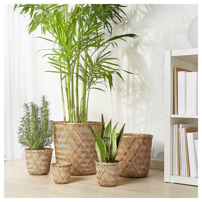 KLYNNON Plant pot, handmade bamboo, 12 cm