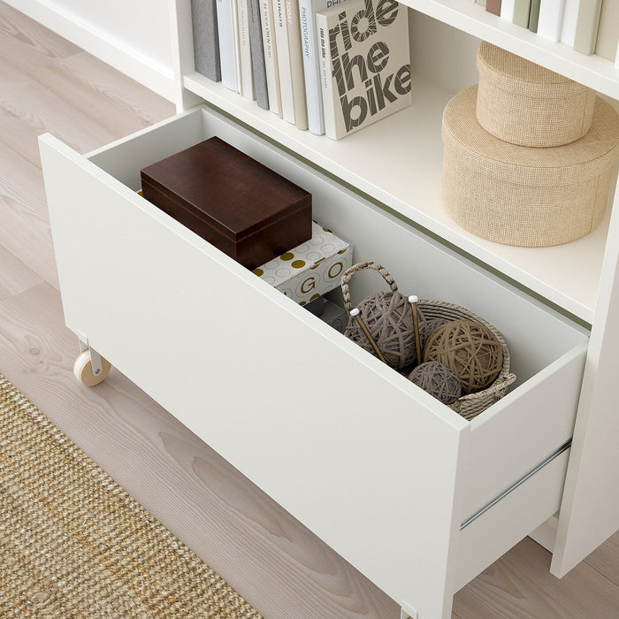 BILLY Drawer, white/with castors, 80x28x44 cm