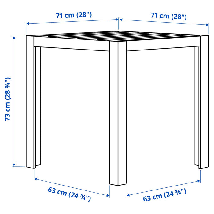 SJALLAND Table, outdoor, dark grey/light grey, 71x71x73 cm