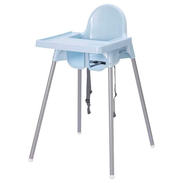 ANTILOP Highchair with tray, light blue