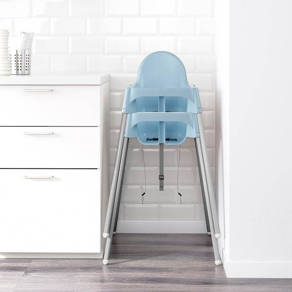 ANTILOP Highchair with tray, light blue