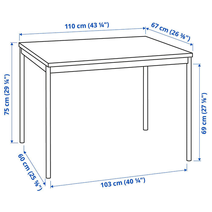 SANDSBERG Table, black, 110x67 cm