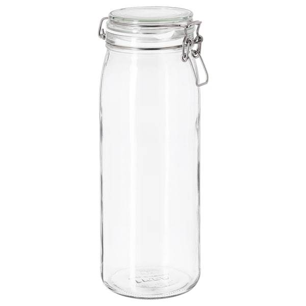 KORKEN jar with lid, clear glass, 2 l