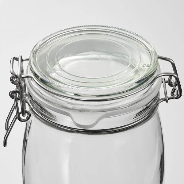 KORKEN jar with lid, clear glass, 2 l