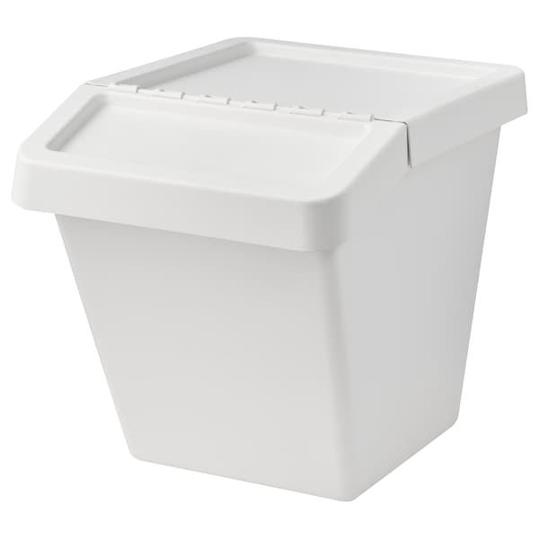 SORTERA Waste sorting bin with lid, white 60 l