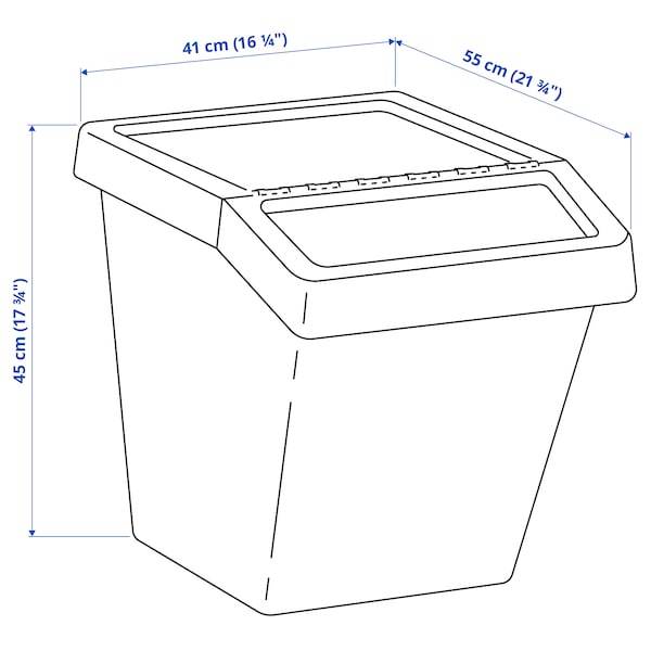 SORTERA Waste sorting bin with lid, white 60 l