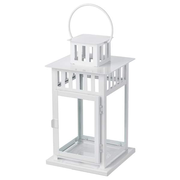 BORRBY Lantern for block candle, in/outdoor white 28 cm