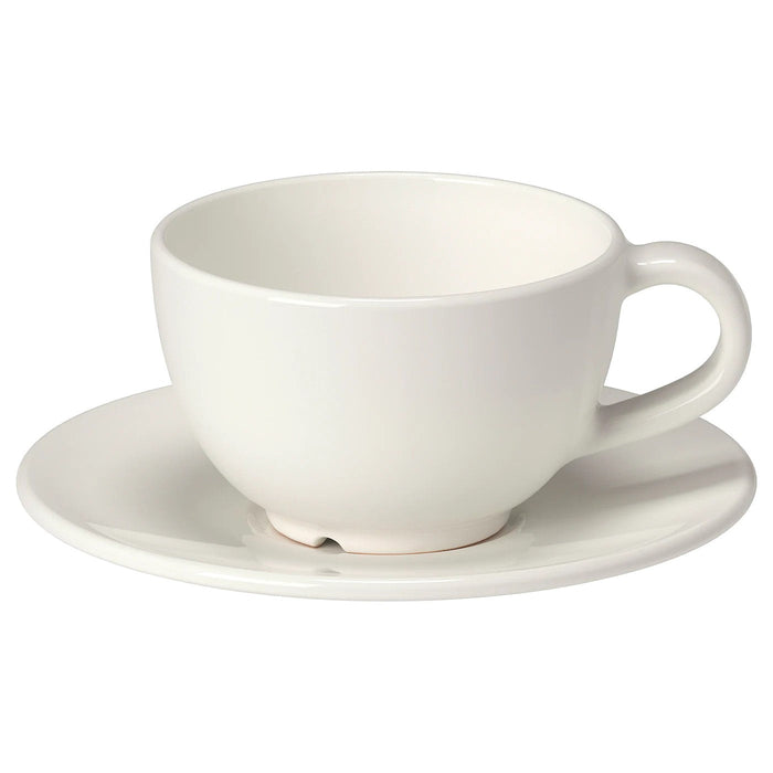 VARDAGEN Coffee cup and saucer, off-white, 14 cl