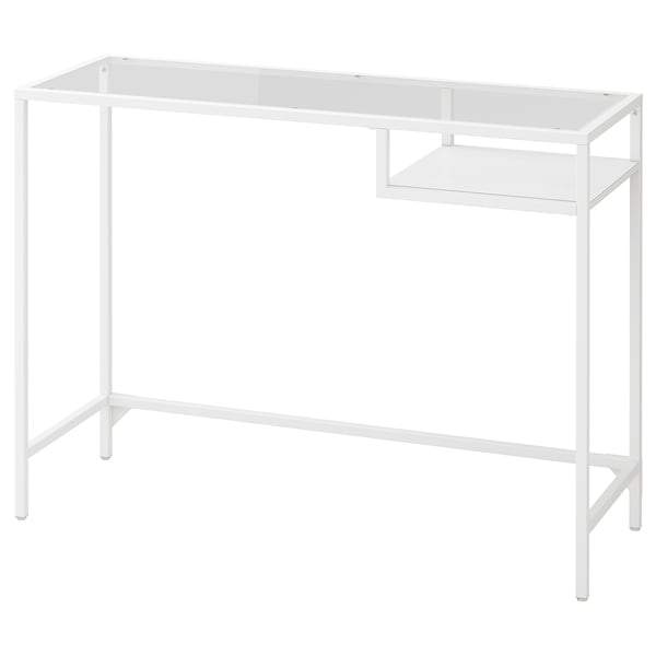 VITTSJO Laptop table, white/glass 100x36 cm