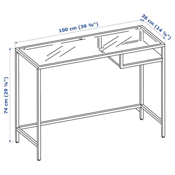 VITTSJO Laptop table, white/glass 100x36 cm