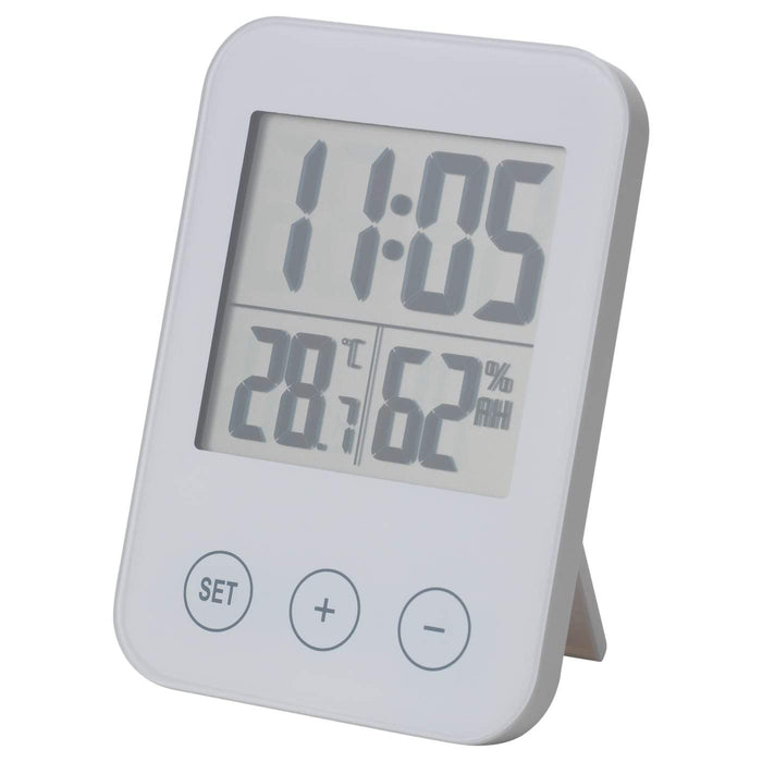 SLATTIS Clock with hygro-/thermometer, white