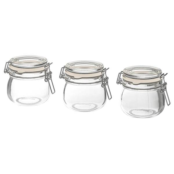 KORKEN jar with lid 13 cl clear glass