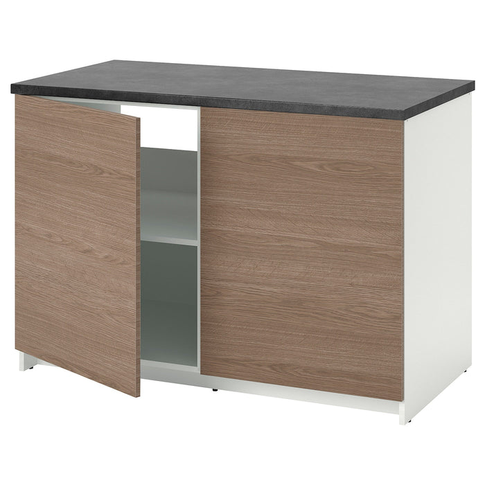 KNOXHULT Base cabinet with doors, wood effect/grey, 120x85 cm