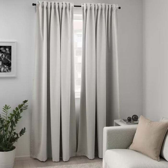 MAJGULL Room darkening curtains, 1 pair, light grey 145x250 cm