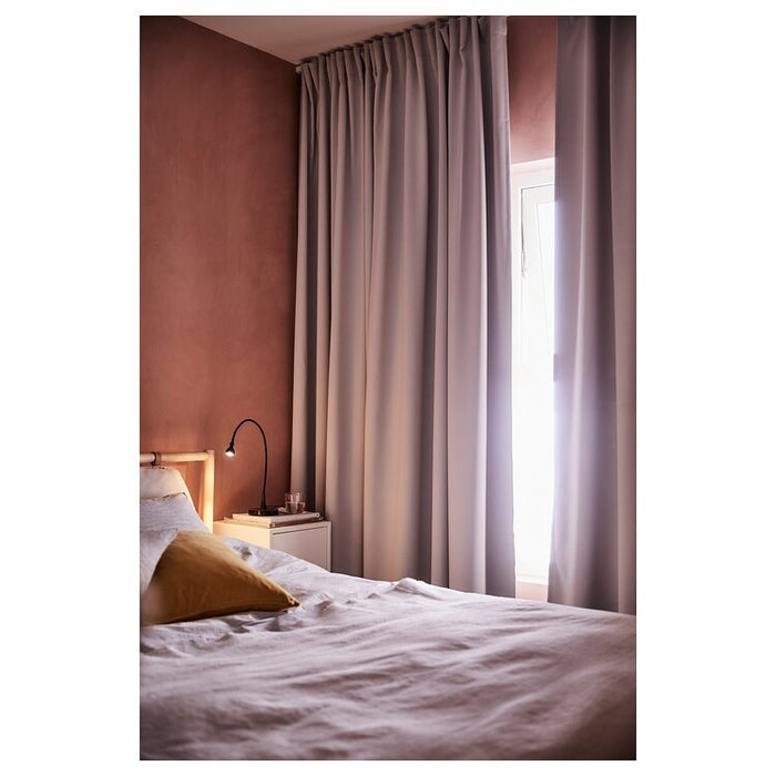 MAJGULL Room darkening curtains, 1 pair, light grey 145x250 cm