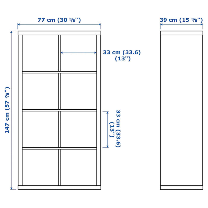 KALLAX Shelving unit, grey/wood effect, 77x147 cm