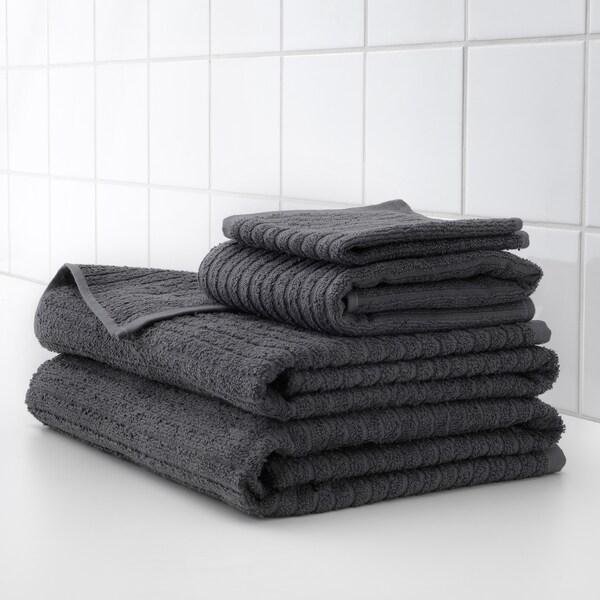 VAGSJON bath towel, dark grey, 70x140 cm