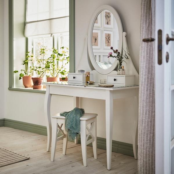 HEMNES Dressing table with mirror, white 100x50 cm