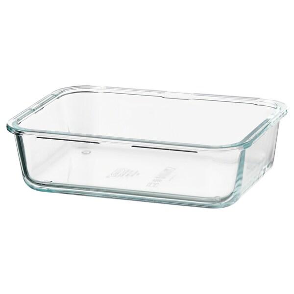 IKEA 365+ Food container, rectangular/glass 1.0 l